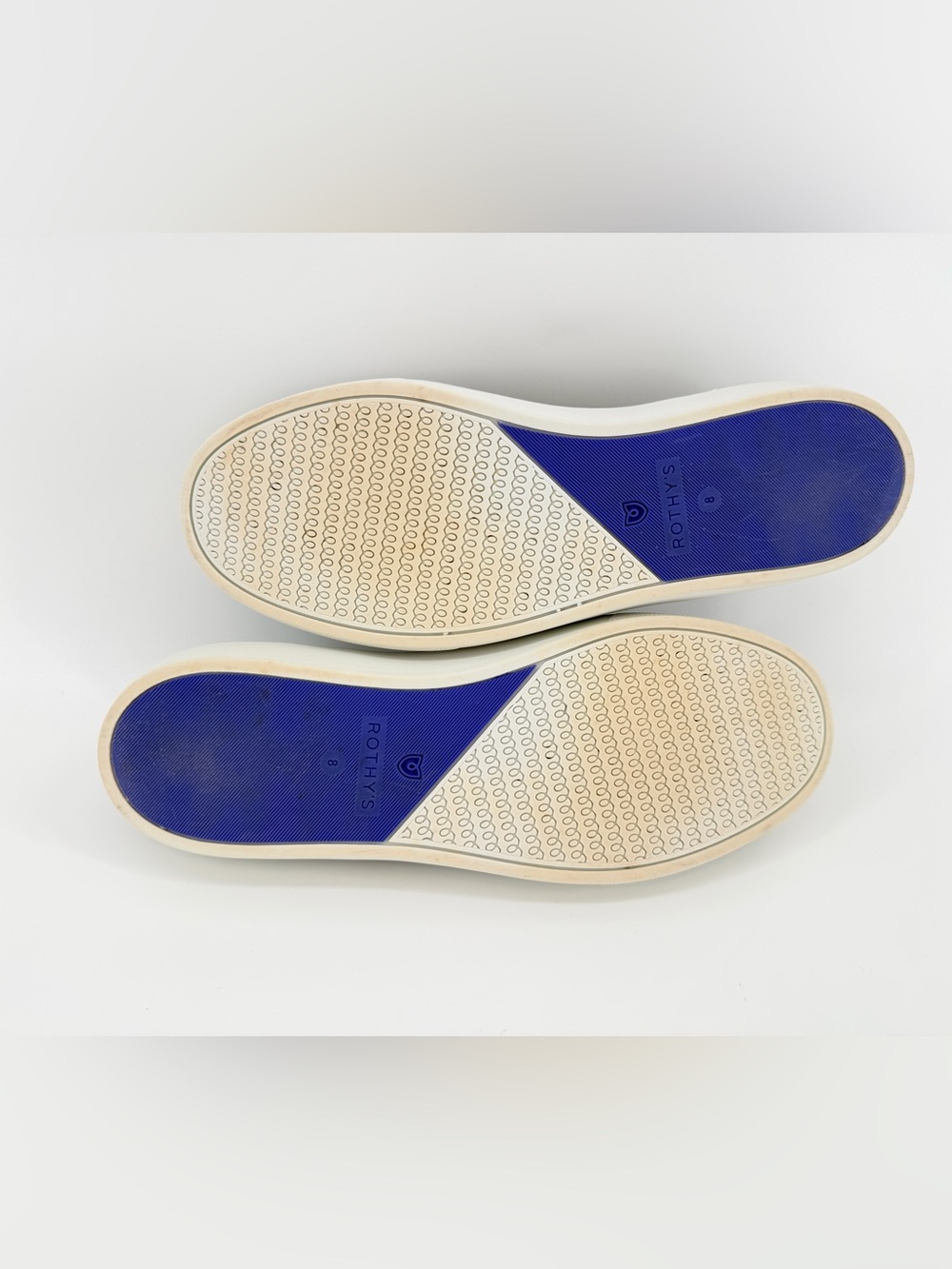 Rothy's Black Knit Original Slip-On Sneakers with Blue & White Heel Tabs - Picture 7 of 7